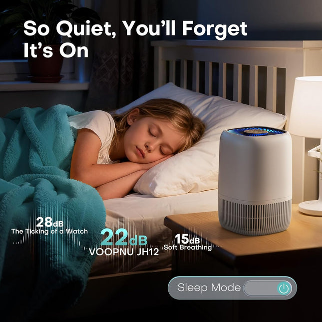Air Purifier with H13 HEPA Filter – Up to 1076 Ft², 3 Speeds, Timer, White