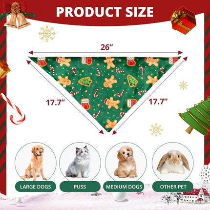 2 Pack Christmas Dog Bandanas – Cute Xmas Pet Scarves for Small to Large Dogs