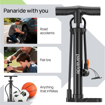 Bike Floor Pump – Dual Presta & Schrader Valve Inflator for Road & MTB