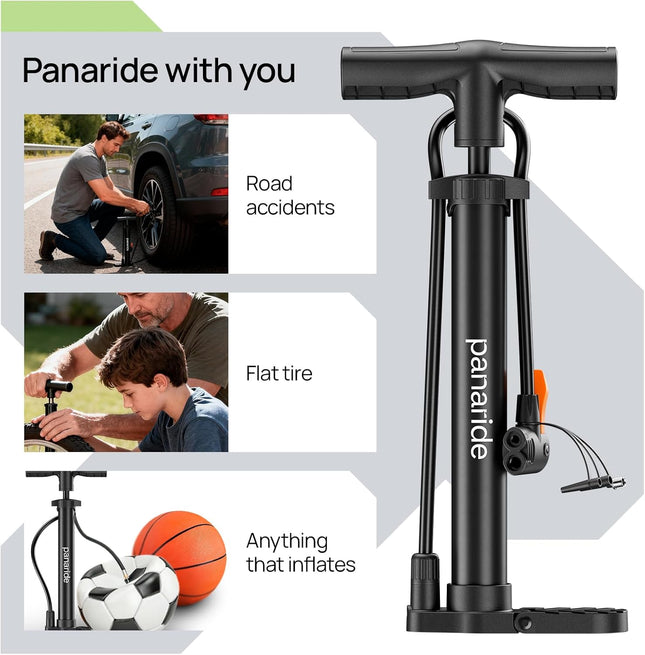 Bike Floor Pump – Dual Presta & Schrader Valve Inflator for Road & MTB