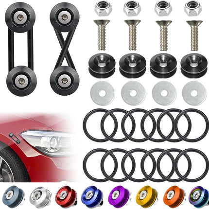 Universal Bumper Quick Release Clips, 4 Black Tabs & 12 O-Rings for Cars