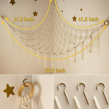 Kids Toy Storage Hammock – Wall-Mounted Plush Animal Holder