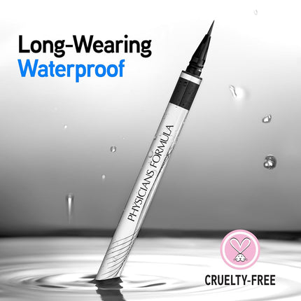 Eye Booster Super Slim Liquid Eyeliner, Waterproof Ultra Black, Precision Vegan Liner