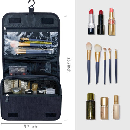 Large Capacity Toiletry Bag with Hanging Hook – Waterproof Travel Cosmetic Organizer