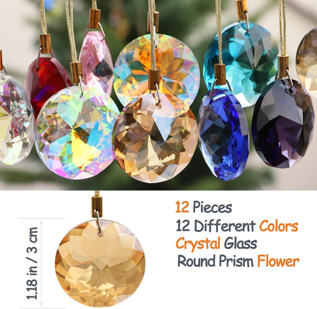 12 PCS Mini Crystal Glass Christmas Balls – Multicolor Tree & Party Decor