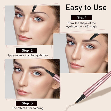 2-Pc Microblading Eyebrow Pen – Waterproof, 4-Fork Tip, Light Brown