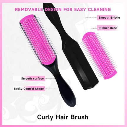 11PCS Hair Brush Set with Detangling Brushes Spray Bottle for All Ages