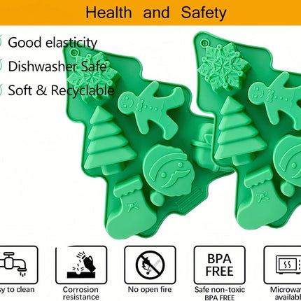 2-Pack Christmas Silicone Molds – Non-Stick Baking, Chocolate & Candy