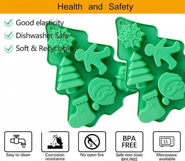 2-Pack Christmas Silicone Molds – Non-Stick Baking, Chocolate & Candy