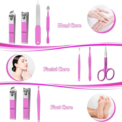 Professional 8-Piece Nail Clippers Set by RedFlow – Fingernail & Toenail Tools in Purple