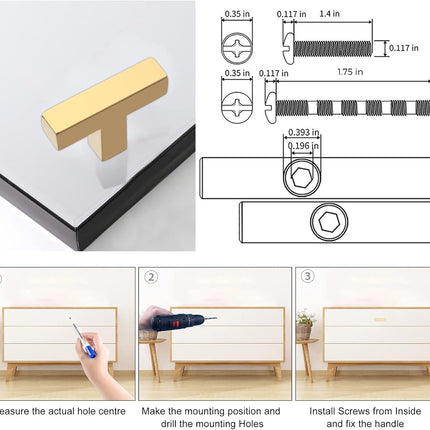 2-Pack Square Gold Cabinet Pulls – Single Hole Handles for Drawers & Cupboards