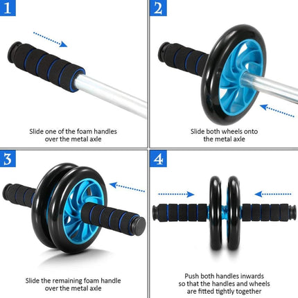 AB Wheel Roller Kit with Push Up Bar Knee Mat Jump Rope Hand Gripper