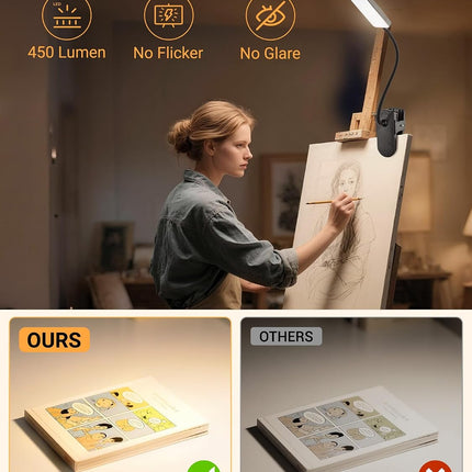 Clip On Reading Light 48 LED 9 Brightness 5 Colors Rechargeable 4000mAh Clamp