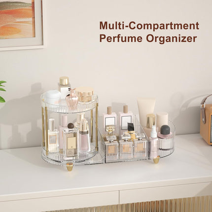 Rotating Makeup Organizer, Vanity Countertop Tray with 5 Compartments