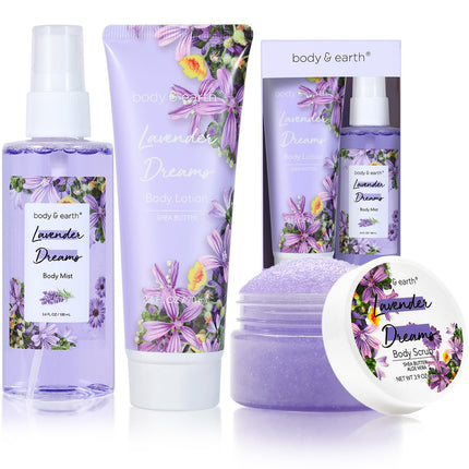 Body Mist Gift Set – Lavender Dreams Perfume, Lotion & Scrub for Her