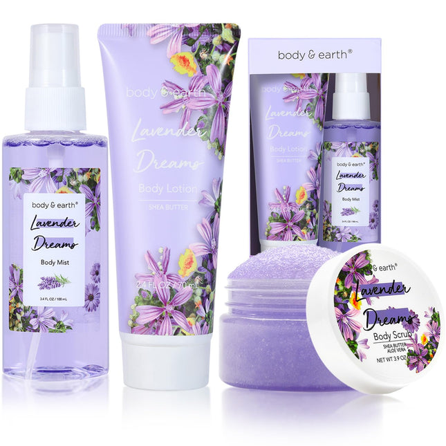 Body Mist Gift Set – Lavender Dreams Perfume, Lotion & Scrub for Her