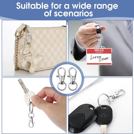 70PCS Swivel Lobster Claw Clasps Keychain Hooks & Key Rings Silver Set