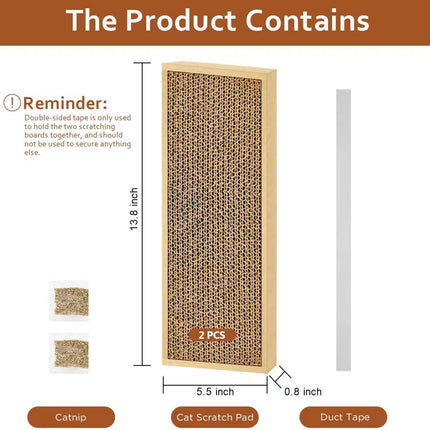 2-Pack Cat Scratch Pad – Double-Sided Cardboard Scratcher for Indoor Cats