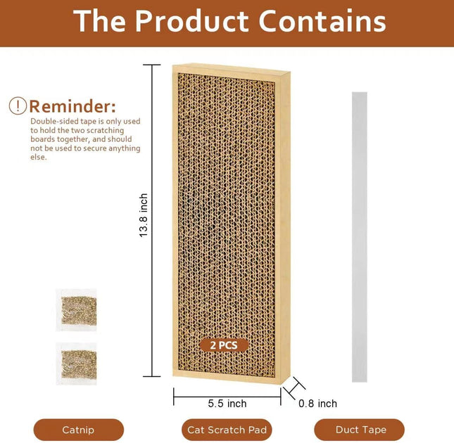 2-Pack Cat Scratch Pad – Double-Sided Cardboard Scratcher for Indoor Cats