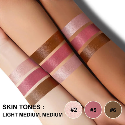3-Pcs Contour Stick Kit – Highlighter, Blush & Bronzer, Light Medium