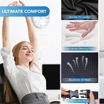 Memory Foam Lumbar Support Pillow for Car, Office Chair, Back Pain Relief