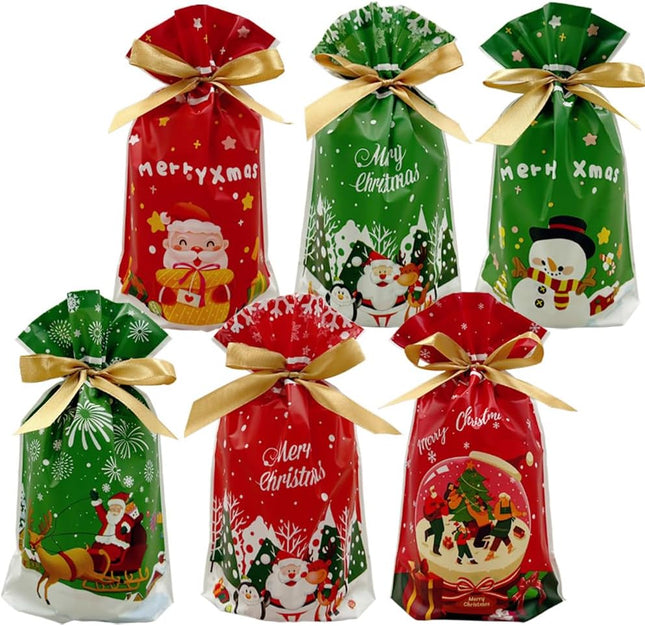 24PCS Christmas Treat Bags – Santa Gift Candy Party Favor Wrapping Bags