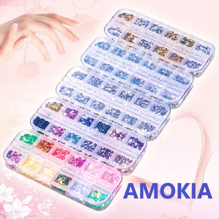 6400-Pc Nail Art Rhinestones Kit, Crystal Gems, Gold Silver Studs with Tools