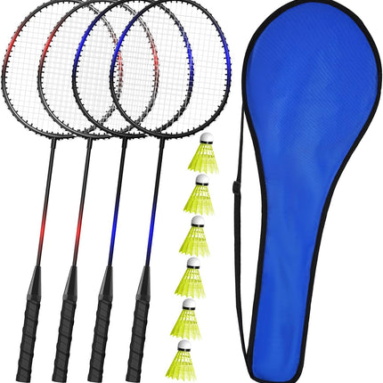 Badminton Rackets Set 2/4/6, Racquets with Shuttlecocks & Carry Bag for All