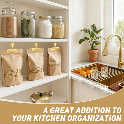 8-Pack Gold Chip Clips – 3” Stainless Steel Bag Clips for Food & Snacks