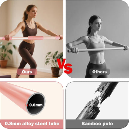 58 Inch Yoga Stretch Stick with Neck Pads for Pilates Home Gym Exercise