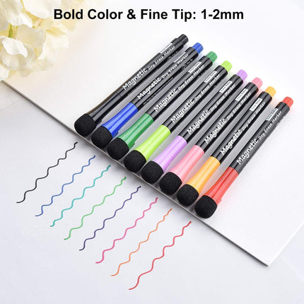 8PCS Whiteboard Markers with Erasers – Low Odor Magnetic Dry Erase Pens