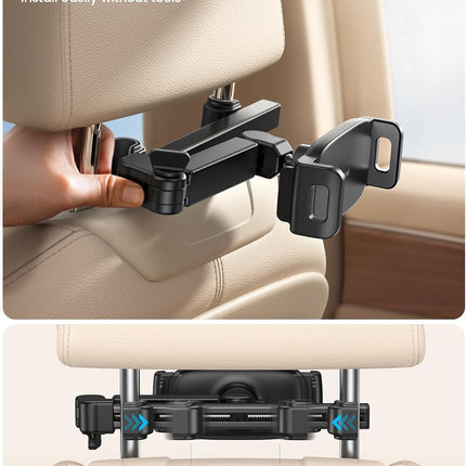 3-in-1 Car Headrest Tablet Holder – Adjustable Back Seat Mount for Kids & Travel