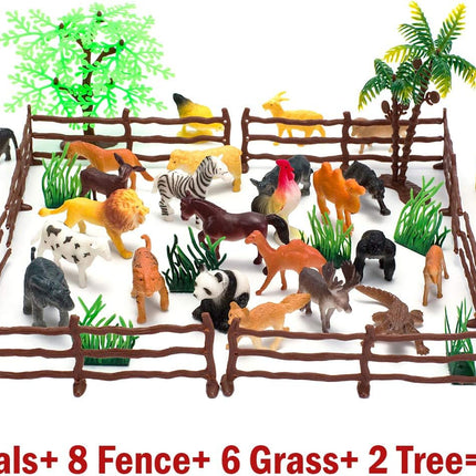 52-Piece Mini Animal Figurines – Safari & Jungle Toy Set for Kids