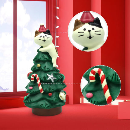 Mini Cat Xmas Tree – 3.3" Resin Christmas Decoration Perfect for Gifts