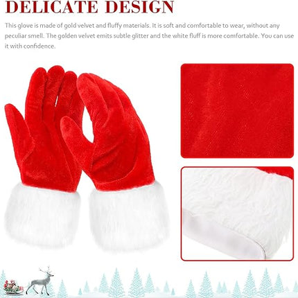 Christmas Santa Claus Furry Gloves – Festive Party Favors & Costume Accessories for Women