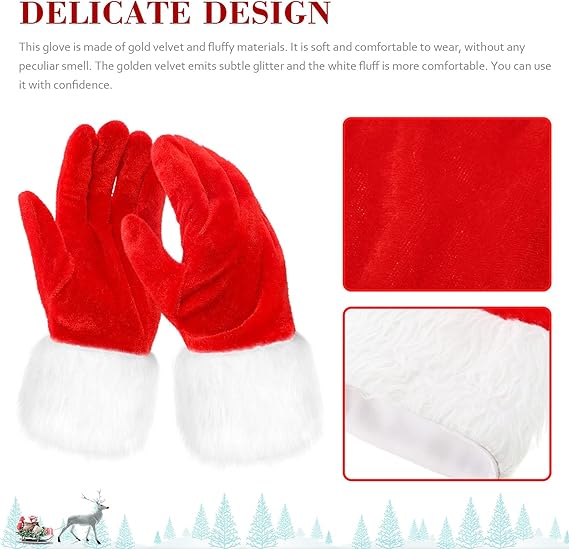 Christmas Santa Claus Furry Gloves – Festive Party Favors & Costume Accessories for Women