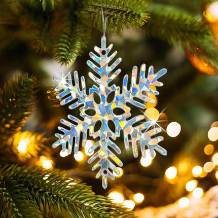 36PCS Christmas Snowflake Ornaments – Iridescent Hanging Holiday Decorations