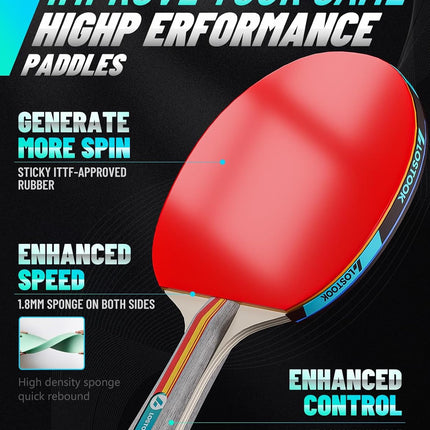 Lostook Table Tennis Paddles Set with 3-Star Balls & Oxford Carry Case, 2 Rackets
