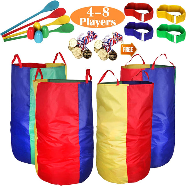 Outdoor Party Games Set with Sack Race, Egg Relay & 3 Legged Bands
