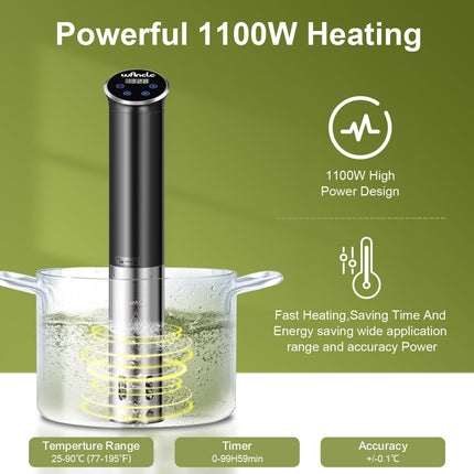 Wancle 1100W Sous Vide Immersion Circulator with IPX7 Waterproof Design