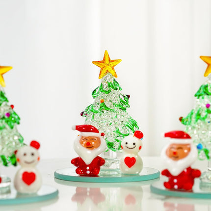 Miniature Glass Christmas Tree – Handmade Multicolor Figurine Decor