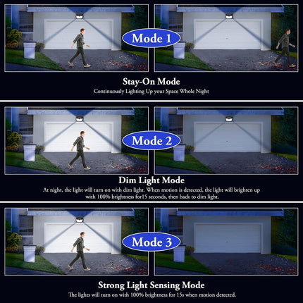 Solar Outdoor Lights 2 Pack, 178 LED Motion Sensor Wall Lights, 270° Wide Angle, 3 Modes