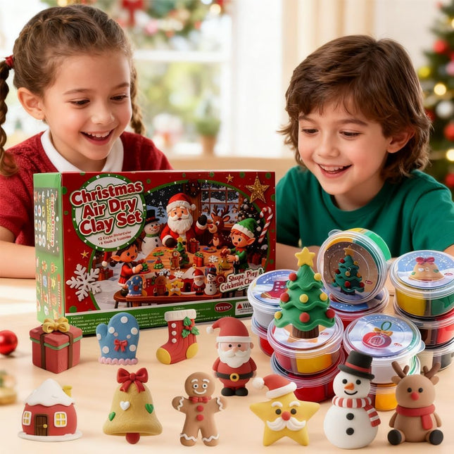 Christmas Stocking Stuffer Air Dry Clay Kit 12 Cups 8 Tools DIY Ornaments