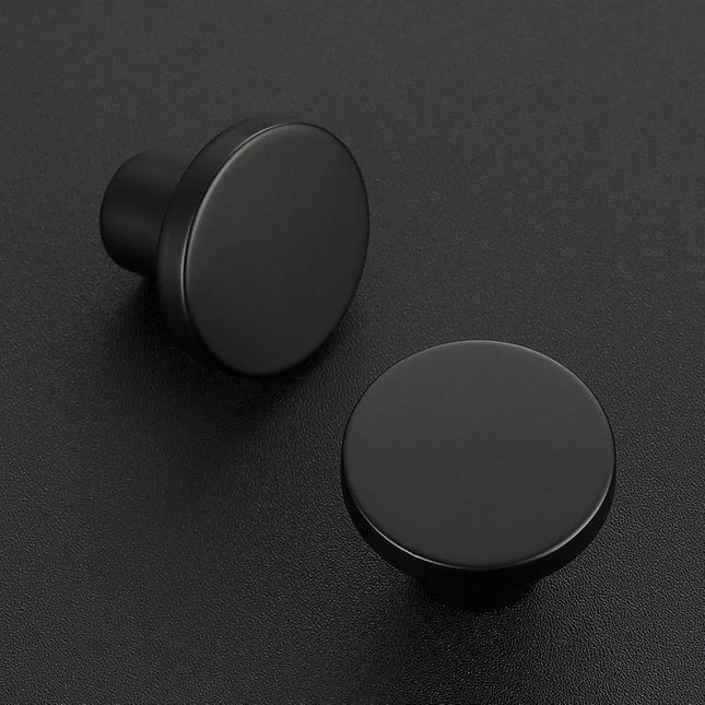 10 Pack Black Cabinet Knobs Round Kitchen Drawer Dresser Closet Door Pulls 1.2"
