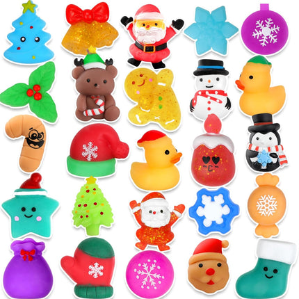 25PCS Christmas Squishy Toys – Mochi Squishies for Kids Party Favors