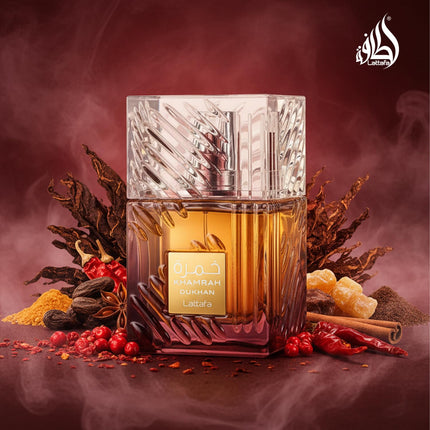 Lattafa Khamrah Dukhan Eau de Parfum 100ml Unisex Amber Spicy Gourmand Fragrance