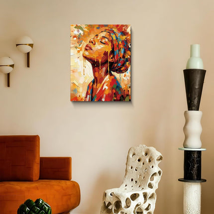 African American Wall Art, Abstract Black Woman Canvas Print, Colorful Tribal Decor