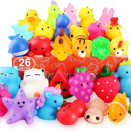 26-Pack Mochi Squishy Toys – Kawaii Cat & Animal Slow Rising Stress Relievers