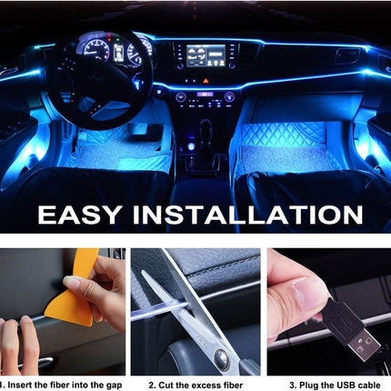Interior Car LED Strip Lights – RGB 2-in-1, Wireless APP & Remote, Music Mode