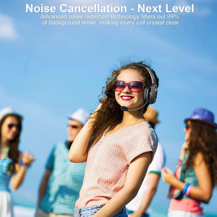 Bluetooth Headset for Truckers, AI Noise Cancel Mic, 65H Talk, Mute, Cell Use